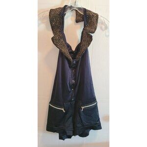 Kelle Jazz Dance Costume Black Short Unitard Gold Glitter Trim Adult Size Medium